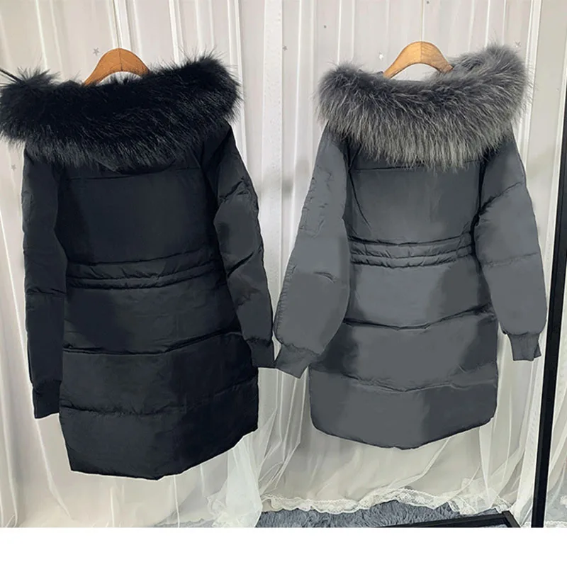 Новая зимняя Женская хлопковая куртка на утином пуху теплая Большая с