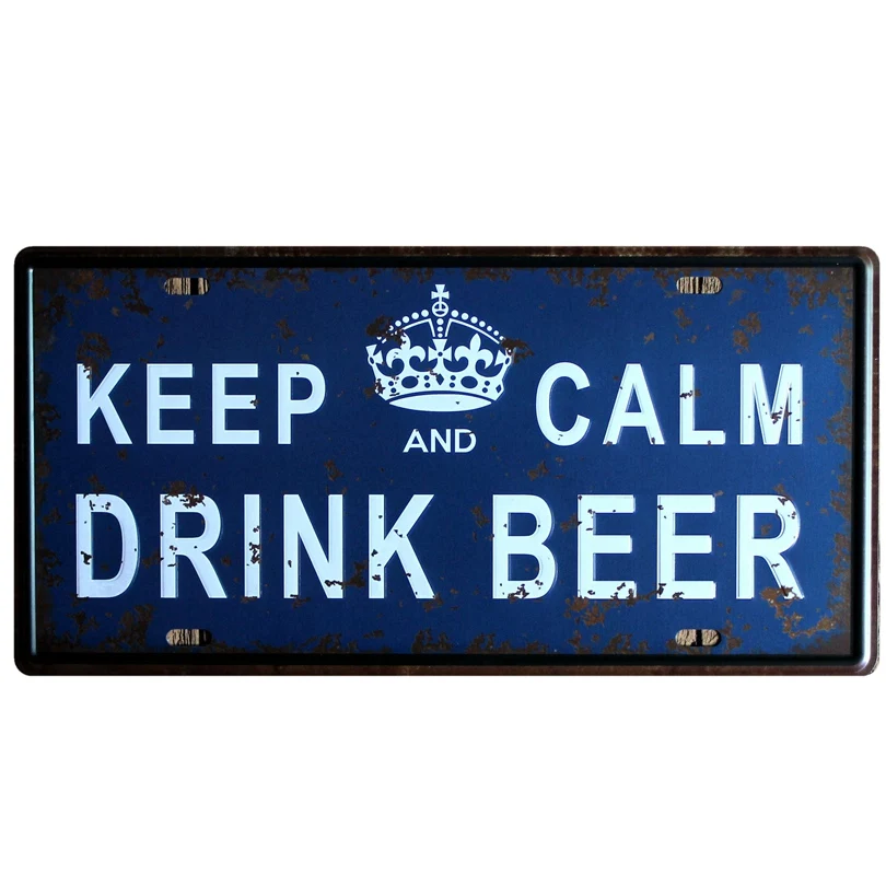 Надпись Keep calm пиво кофе металлический жестяной знак винтажный настенный бар паб