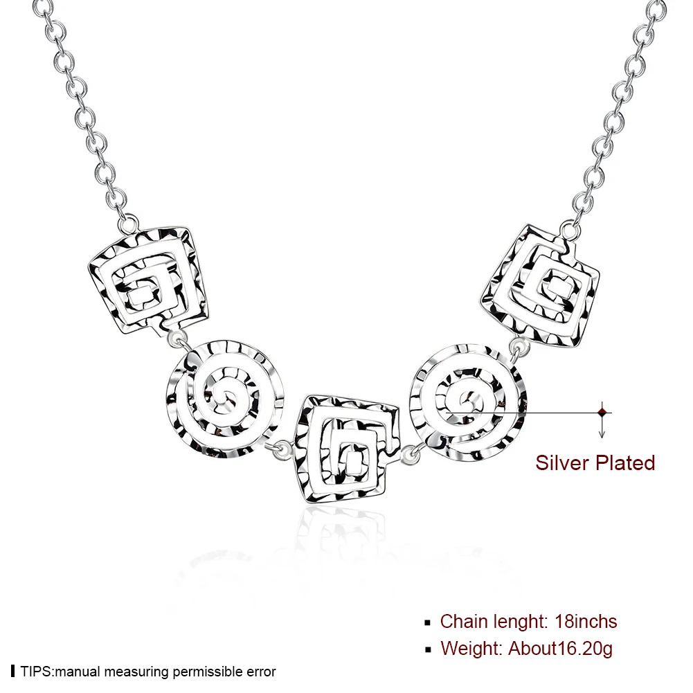 Fashion Necklaces &amp Pendants Thread Geometric Pendant Plating Silver Friendship Necklace Jewelry Women's Clothing Accessories |