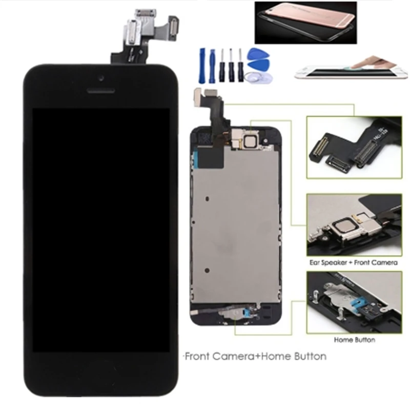 Полная сборка ЖК сенсорный экран дигитайзер для iPhone SE Замена + кнопка домой