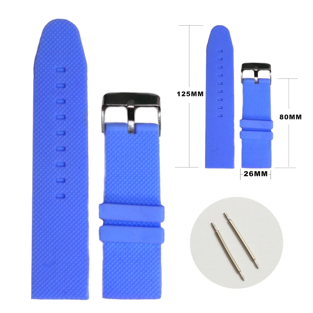 26 мм Океанский силиконовый синего цвета желе резиновый унисекс ремешок для часов