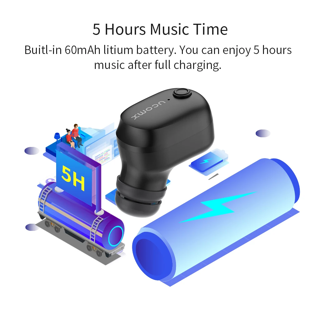 UCOMX U6M Беспроводные наушники с микрофоном Мини Bluetooth в ухо монитор наушник