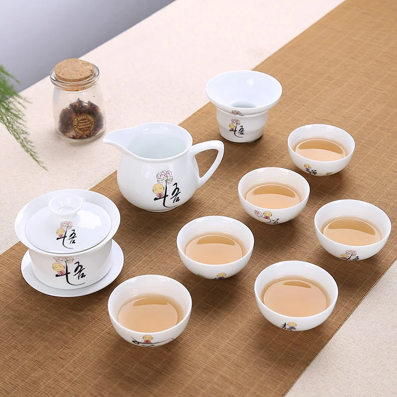 9 шт. китайский чайный сервиз Gaiwan голубой и белый фарфор Чайный набор кунг-фу Супница керамическая чашка для чая чайная чашка и блюдце мастер чашки - Цвет: see chart