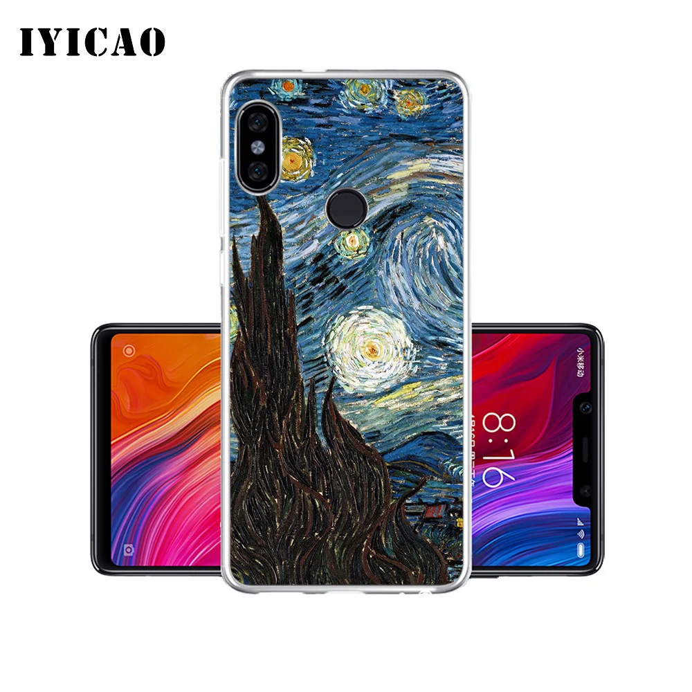 IYICAO Van Gogh Starry Night Sunflower Oil Soft Silicone Phone Case for Xiaomi Mi 9 8 SE 6 A1 A2 Lite F1 MIX2S MIX3 Cover | Мобильные