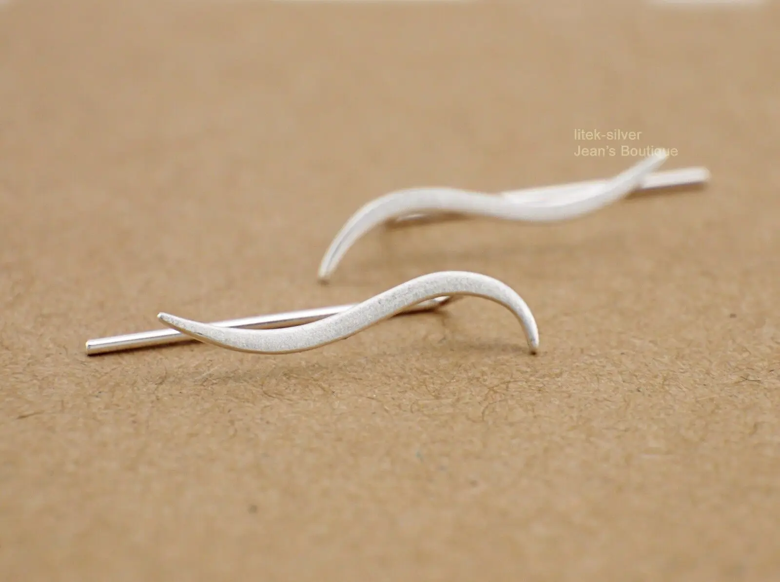 Простой волнистый запонки из стерлингового серебра 925 пробы серьги крючки на