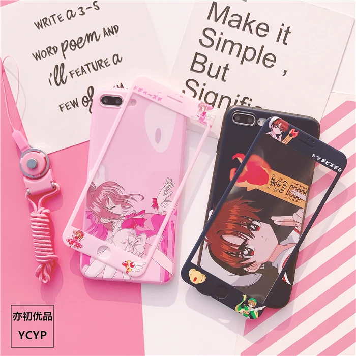 Чехол для iphone XR Cardcaptor Sakura+ пленка для экрана из закаленного стекла для iphone X XS Max 7 8 plus 6 S plus Sailor Moon+ ремешок