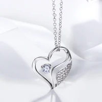 beautiful large crystal heart pendant necklace lovely romantic gift wife statement jewelry silver plated suspension big pendants