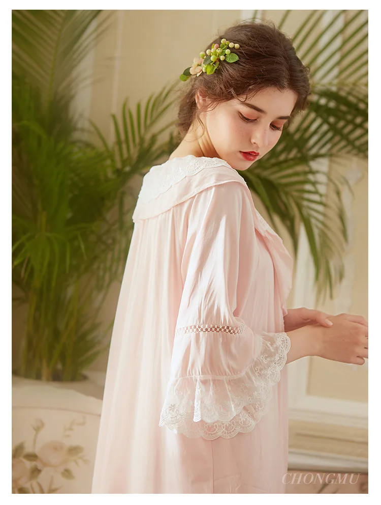 

Lolita sleep dress Nightgown Women two pieces Long Pijamas ruffles stitching Princess Sleepwear dress nightdress wq1915