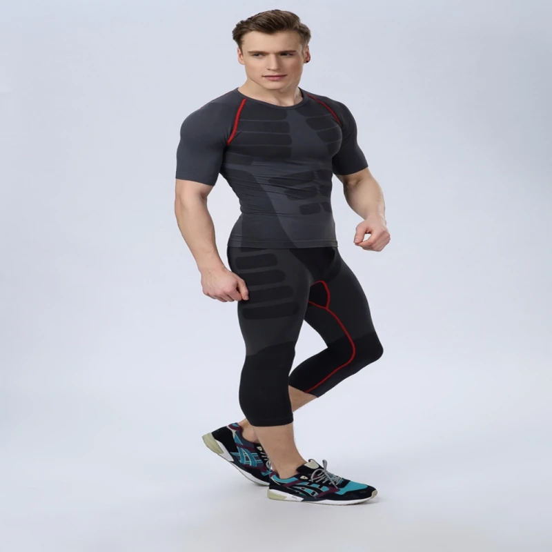 Seamless Men Athletic Pants Compression Gym Sports Fitted Base Layers Skin Tights | Спорт и развлечения