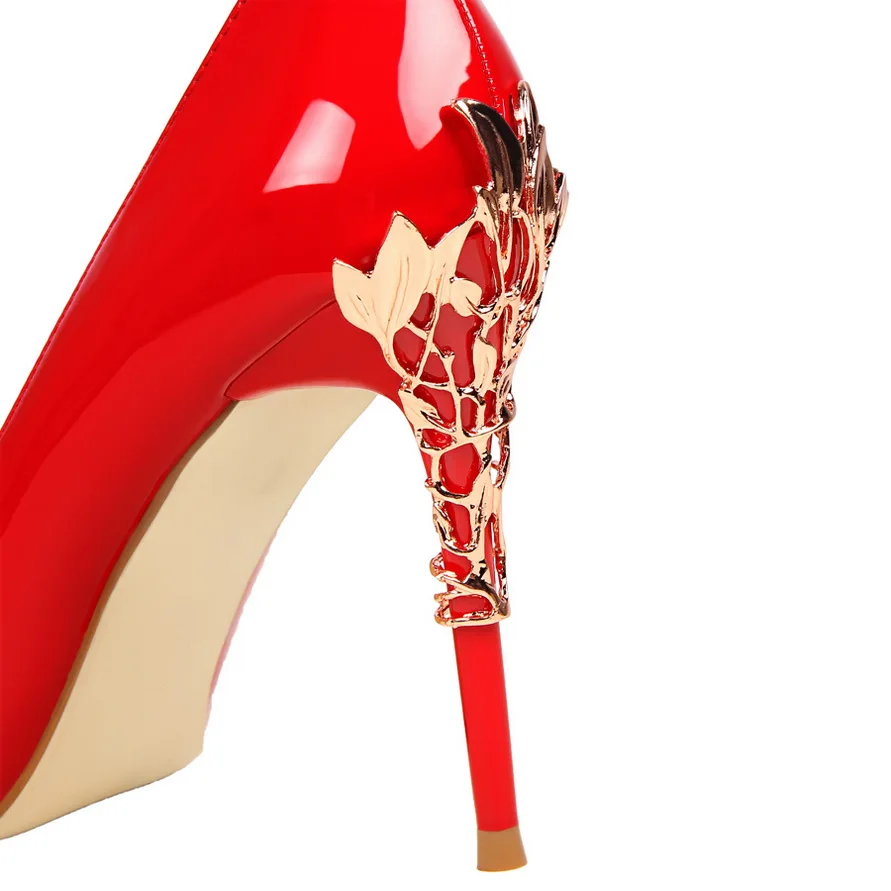 BIGTREE/2018 г. летние женские туфли лодочки на высоком каблуке 10 см пикантные золотого