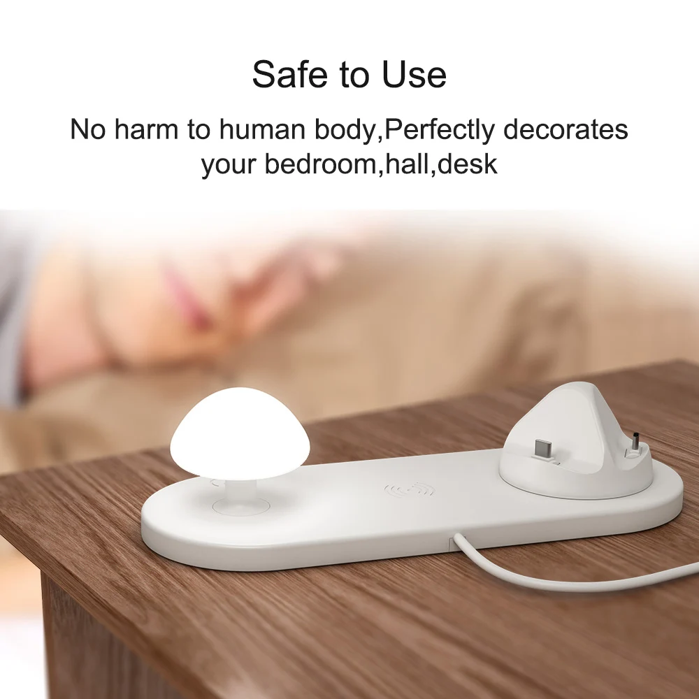 Hadinas Qi Беспроводное зарядное устройство с лампой Micro usb type C док-станция зарядное устройство для iPhone samsung быстрозарядная станция