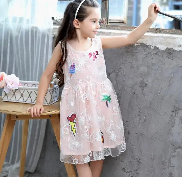 Blue Pink Baby Girls Dress Summer Costume Kids Dresses for Children Party Clothes Princess | Детская одежда и обувь