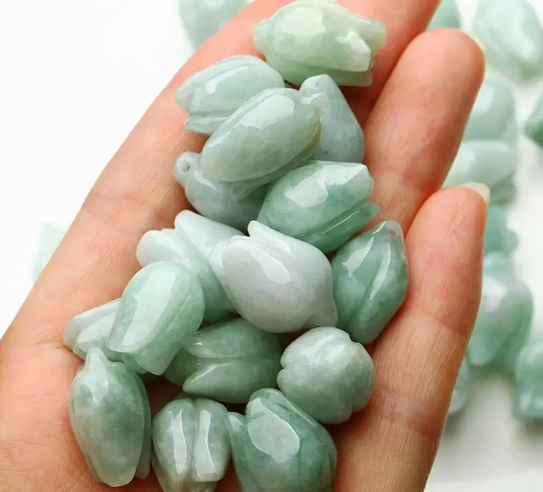 Wholesale Chinese Natural Green Jade Jadeite Flower Loose Bead free shipping | Украшения и аксессуары