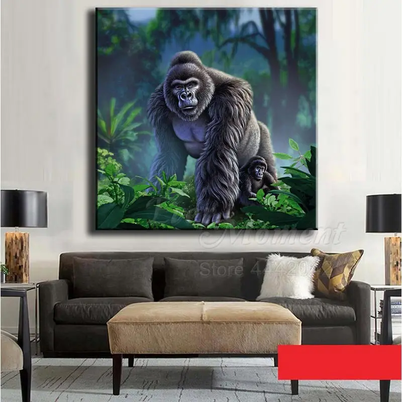 Алмазная живопись с животными Ever Instant Gorilla полноразмерная вышивка крестиком 5D