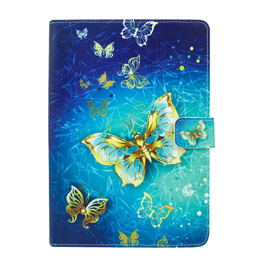 Универсальный чехол 7 дюймов чехол для 7 ''планшетных ПК для samsung huawei Lenveo Tab Amazon RCA 7,0 кожаный флип-чехол с подставкой - Цвет: Golden butterfly