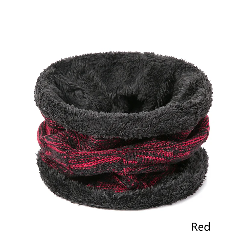 IWINTER, 2 шт., зимняя теплая шапка, шарф, набор для мужчин, Skullies Beanies, плюс бархат, толстая зимняя шапка, шарф, вязаная шапка, шапочка унисекс - Цвет: Red Scarf