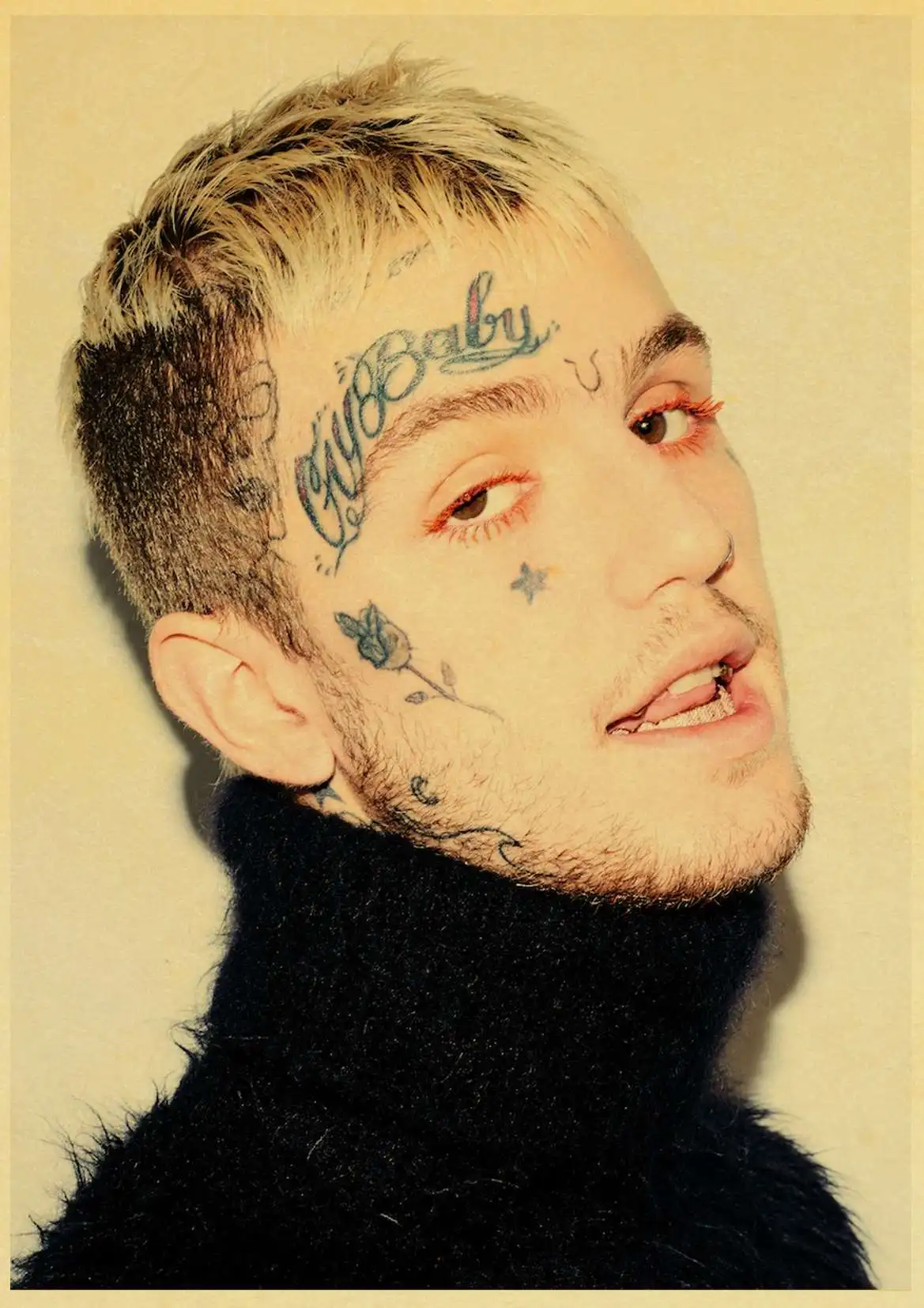 Рэпер Lil Peep плакат из крафт-бумаги художественный плакат Бар Кафе винтажная Высококачественная печать рисунок ядро настенная декоративная живопись - Цвет: D136