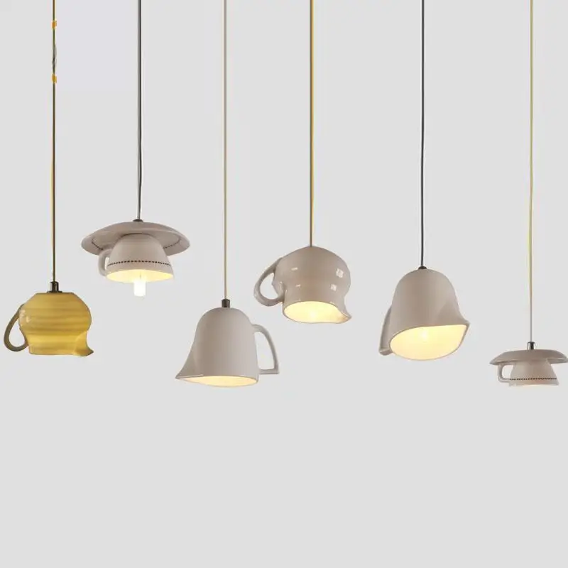 Светодиодная лампа оригинальная белая керамическая чашка подвесной светильник