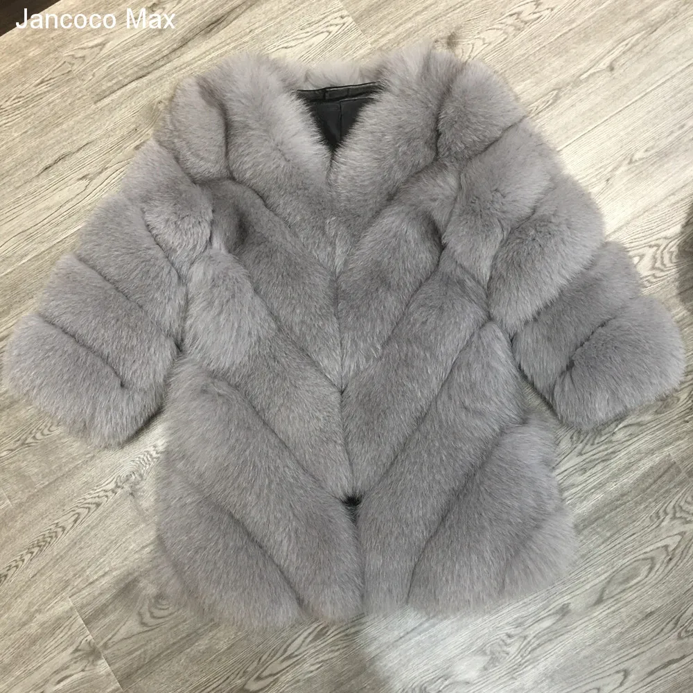 Jancoco Max Lady модное зимнее теплое длинное пальто из натурального Лисьего меха, женская верхняя одежда из натурального меха, Новое поступление S7152