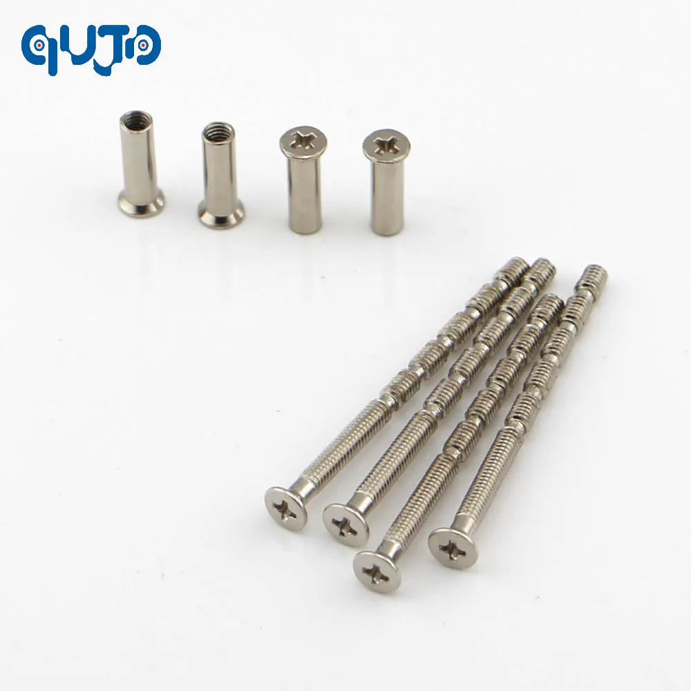 

4 Piece Universal M4 SCREW CONNECTING BOLTS & SLEEVES FOR DOOR HANDLE ROSES AND ESCUTCHEONS NICKEL COLOR