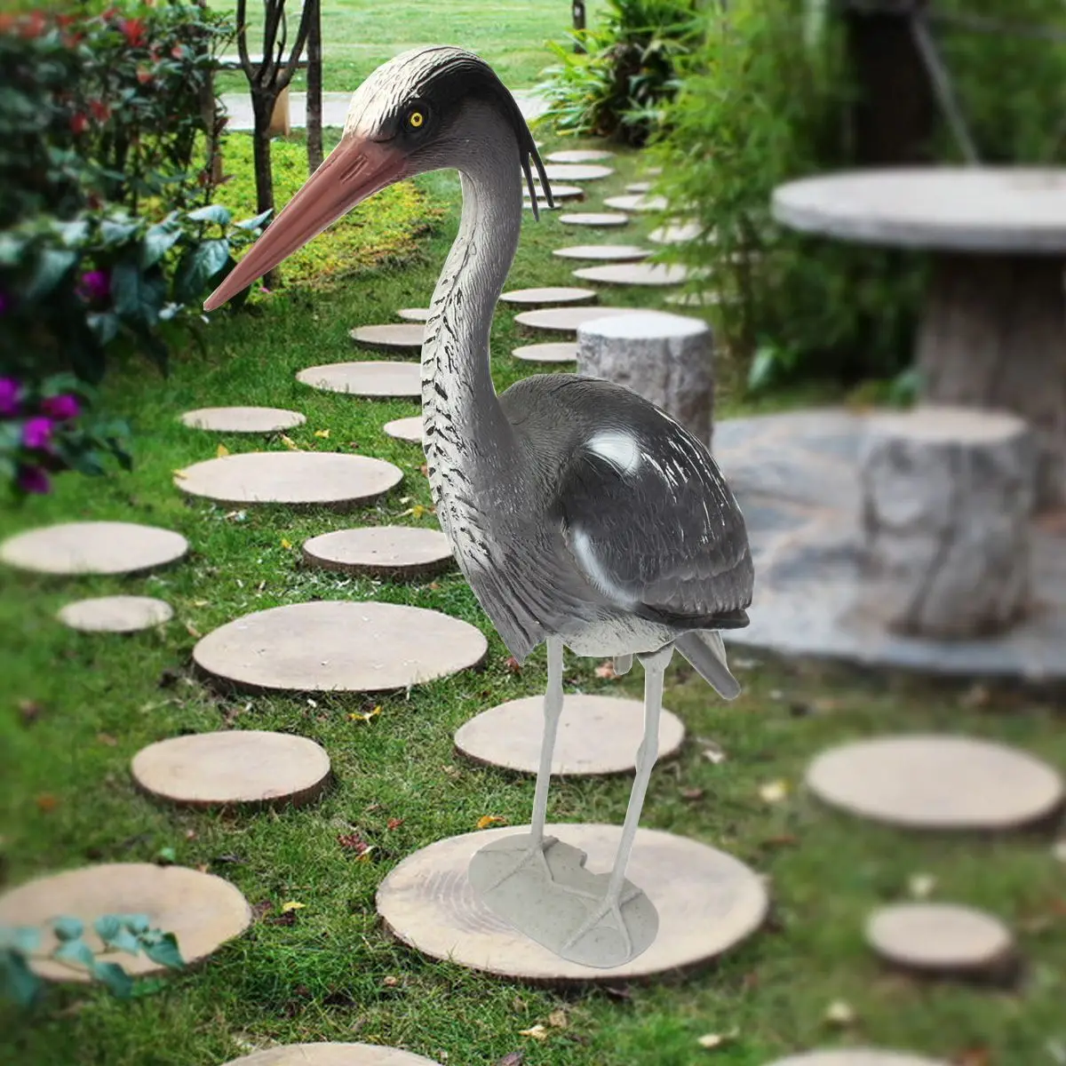Реалистичная Большая пластиковая смола приманка украшение для сада Heron птица