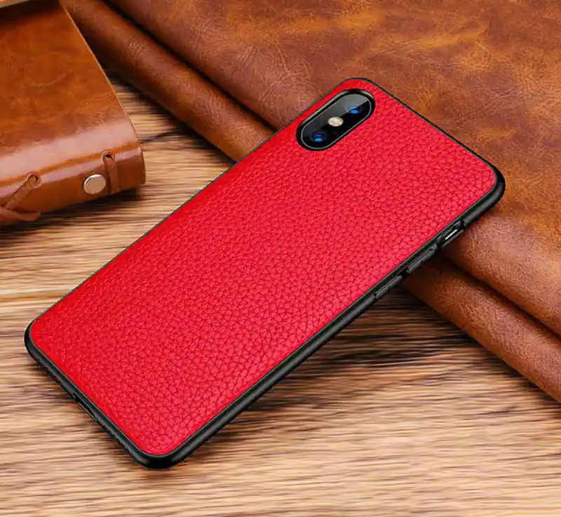 red Чехол из натуральной кожи для Iphone XS Max, задняя крышка, антидетонационный Полный протектор, чехол для Iphone XS, кожаный чехол, корпус - Цвет: red
