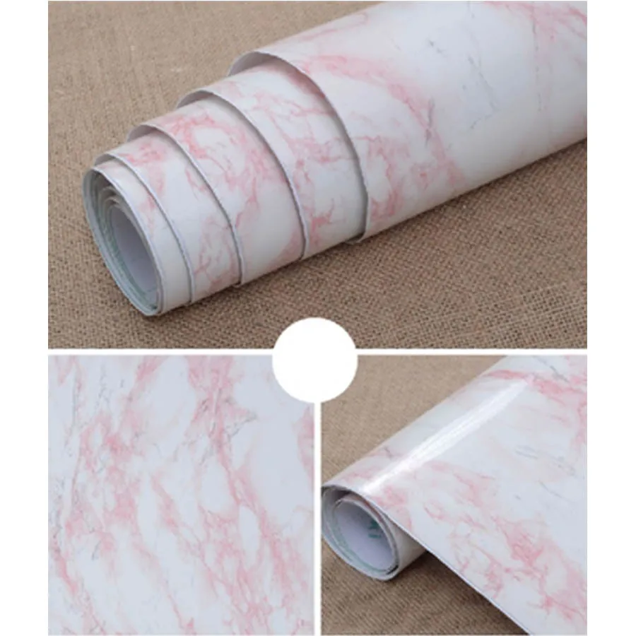 Light Pink Современная простая мраморная настенная бумага ПВХ водонепроницаемый настенный Декор ванной комнаты кухня настольные наклейки виниловая самоклеющаяся контактная бумага - Цвет: Light Pink