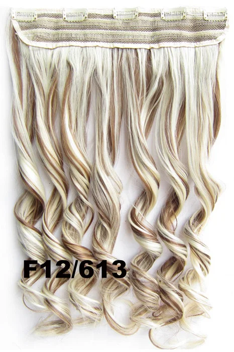 GS888 Color F12-613 Girlshow, 5 клипов, синтетические волосы для наращивания, волнистые, женский парик, волосы шиньон-хвост, 87 цветов, 130 г, 60 см, 1 шт - Цвет: GS888 Color F12-613