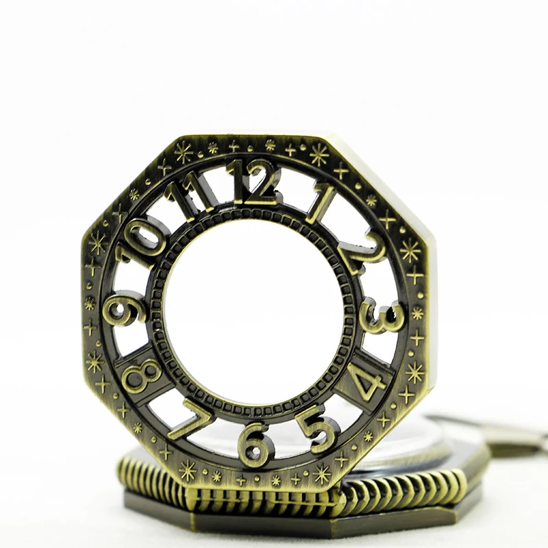 Механические карманные часы скелетоны с большим циферблатом и арабскими