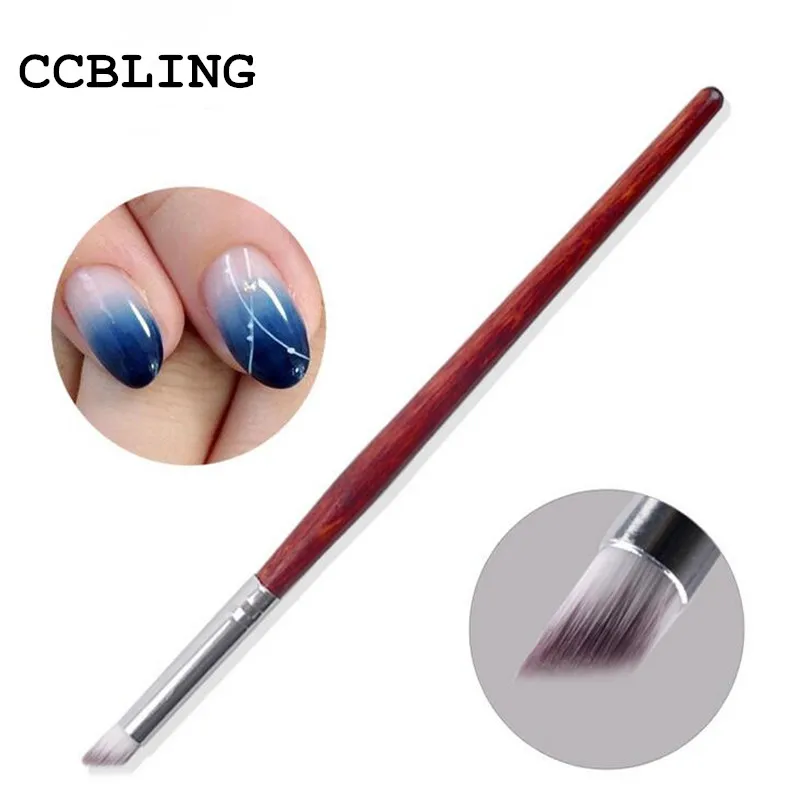 Ccbling 3 шт. дизайн ногтей, скос кружится голова краситель кисточка с деревянной ручкой акриловый Фрезер для ногтей cо шлифовальными Кисть DIY инструменты для ногтей