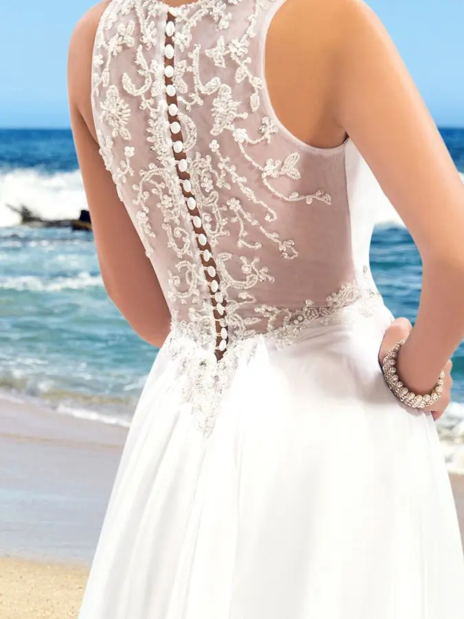 Buttoned Pleats Beading Floor Length Beach Wedding Dress 2019 | Свадьбы и торжества