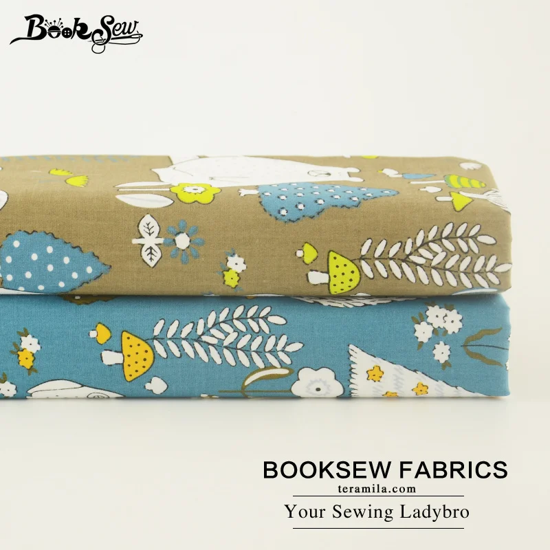 Booksew 2pcs/lot 50X100CM 100% Cotton Twill Fabric Forest Theme Animals Design Sewing Cloth For Baby Cushion Patchwork Bed Sheet|sewing cloth|cloth