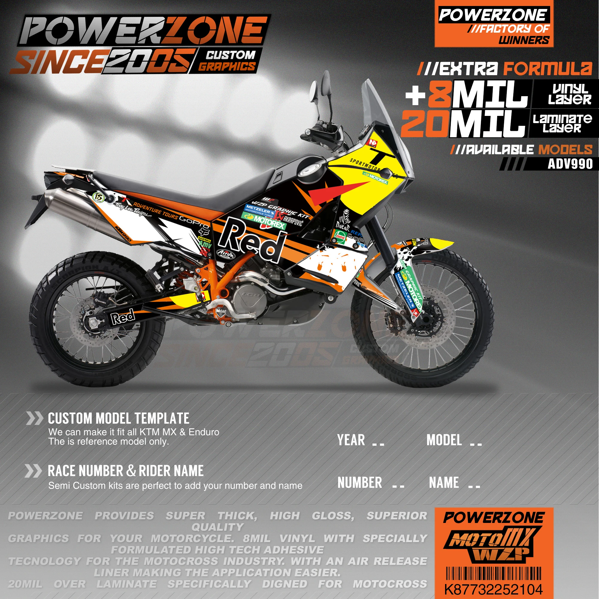 Персонализированные графические фоны PowerZone Team наклейки 3M Набор наклеек для KTM ADV