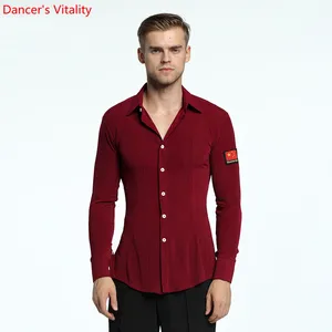 Рубашка мужская для соревнований, 7 цветов, для бальных танцев, сальсы, Танго, самбы