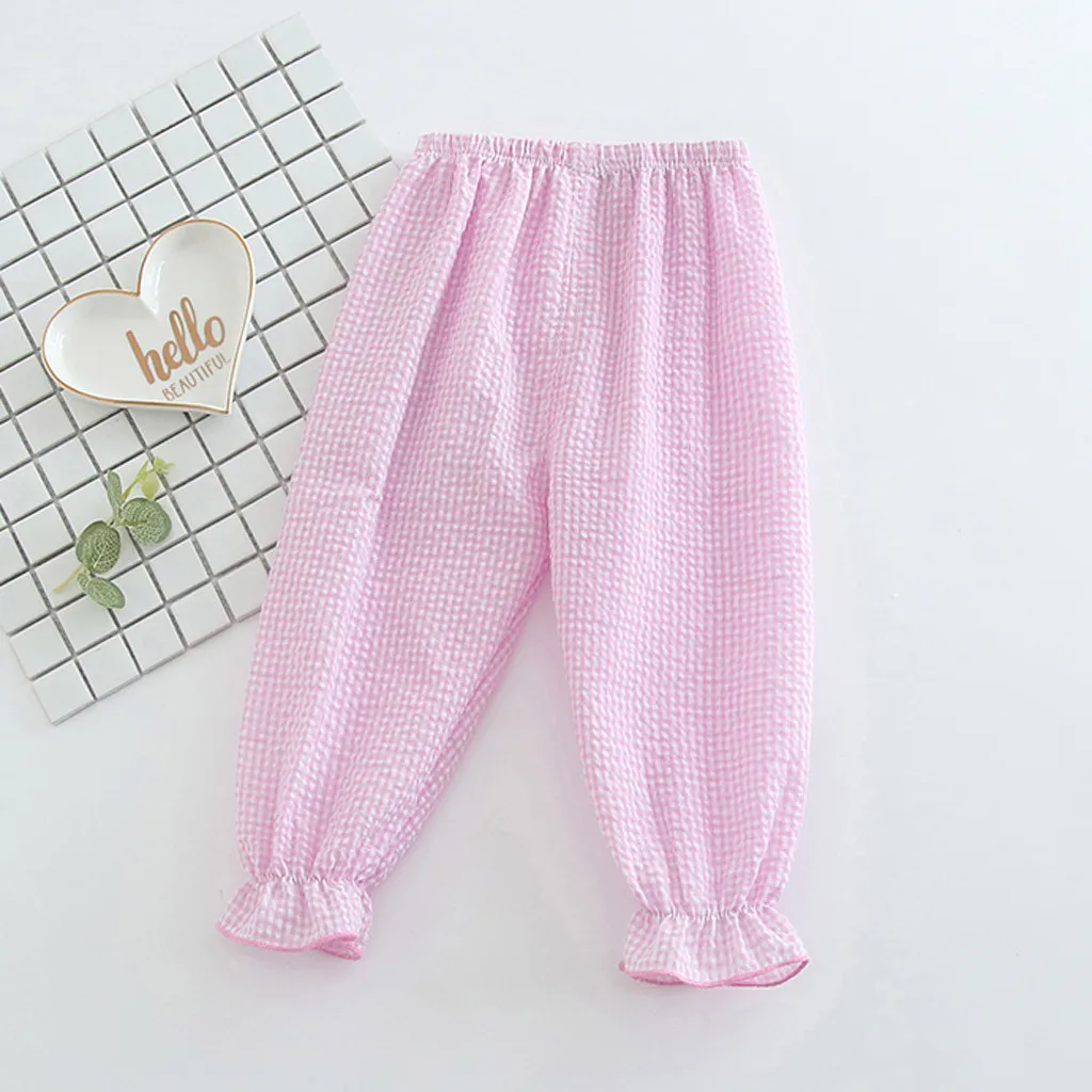 Плед для маленьких девочек шаровары с принтом Летние повседневные длинные штаны