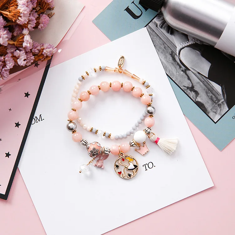 Богемные Boho кролик звёзды часы Девушка кисточкой браслеты с подвесками