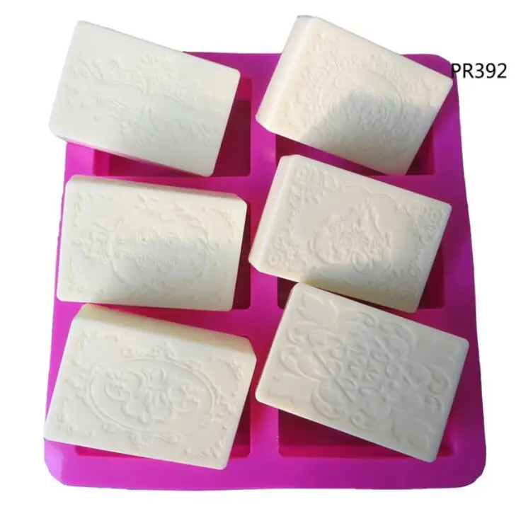 PRZY PR392 DIY силиконовая форма для мыла 6 форм прямоугольное Мыло Плесень ручной работы ремесло цветы Ванная Кухня Мыло Плесень