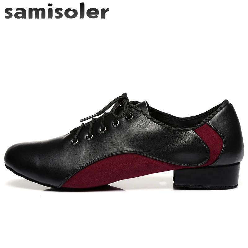 Мужские черные кожаные туфли Samisoler W для бальных танцев обувь современных на