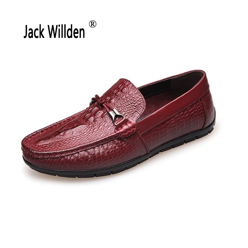 Jack Willden High Quality Genuine Leather Men Casual Shoes Crocodile Print Soft Moccasins Loafers Brand Comfy Driving | Обувь
