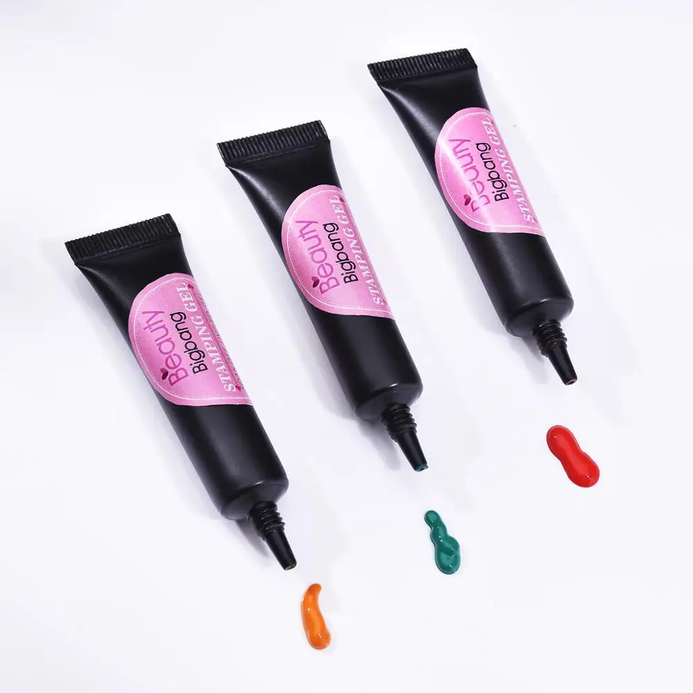 Гель для штамповки Beautybigbang, 8 мл, черный, белый цвет, для пластины для штамповки ногтей, УФ-Гель-лак, отмачиваемый, лак для печати, масло