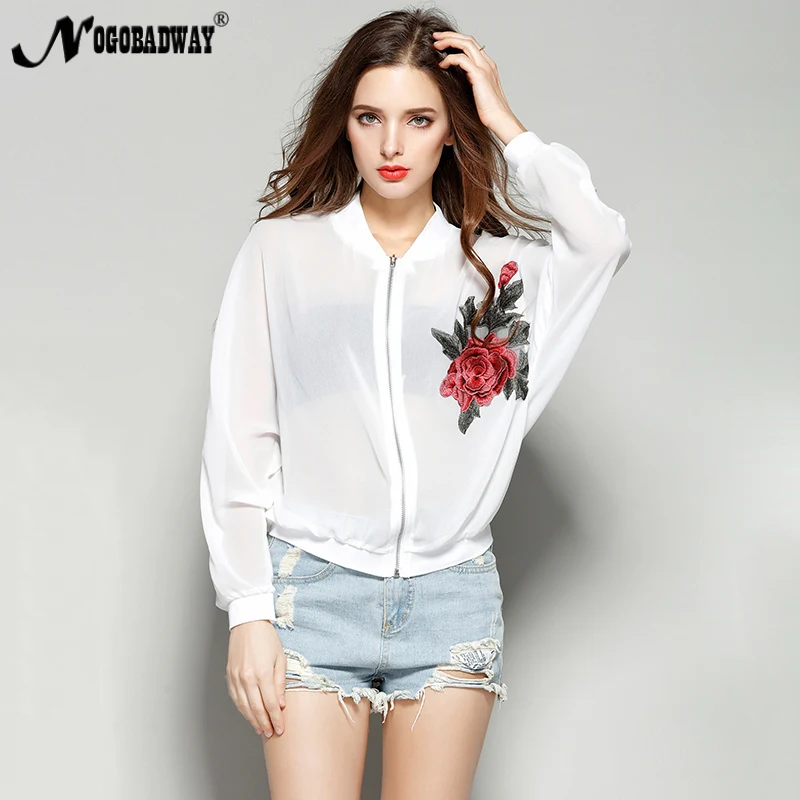 XL 4XL плюс размер шифоновая Цветочная вышивка женские короткие куртки пальто лето