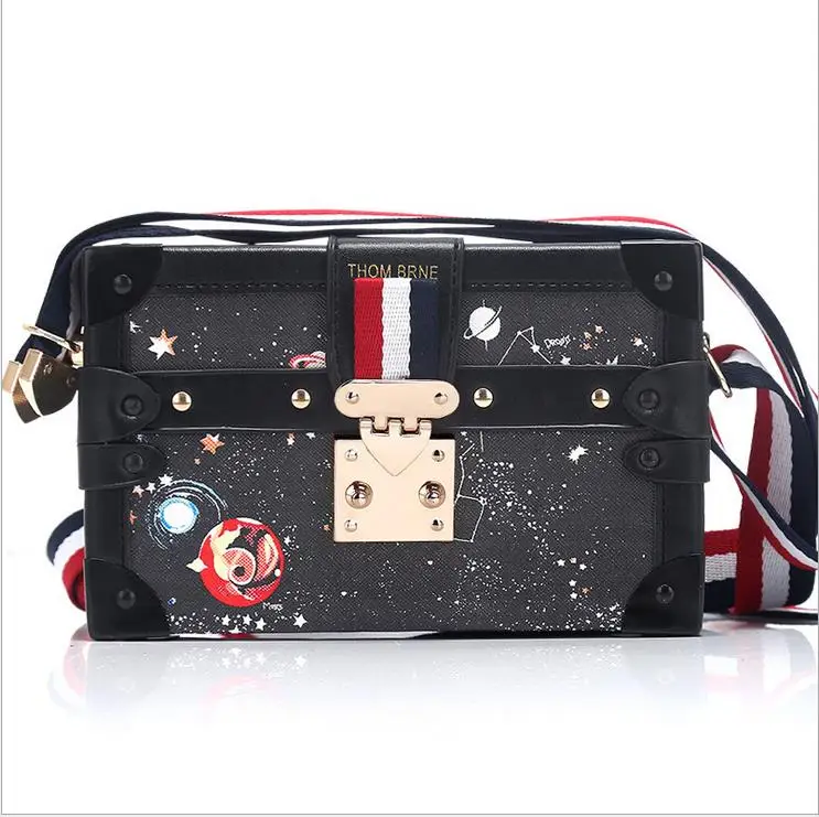 2017 Искусственная кожа коробка сумка с замком сумки Классический Вечеринка бренд