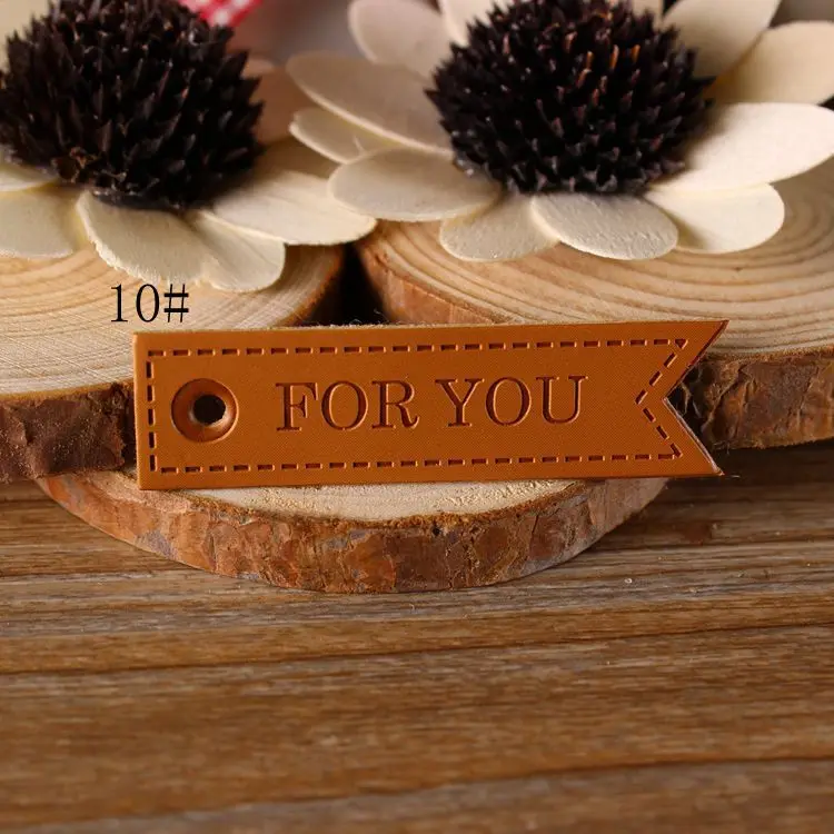 500 шт Заказные Ретро коричневые этикетки из искусственной кожи ручной работы для