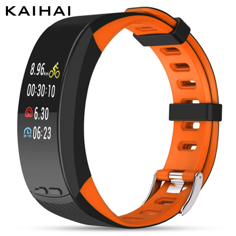 orange smart band KAIHAI смарт-Браслет фитнес-браслет трекер активности браслет gps Шагомер монитор сердечного ритма во время сна запись истории smartband - Цвет: orange smart band