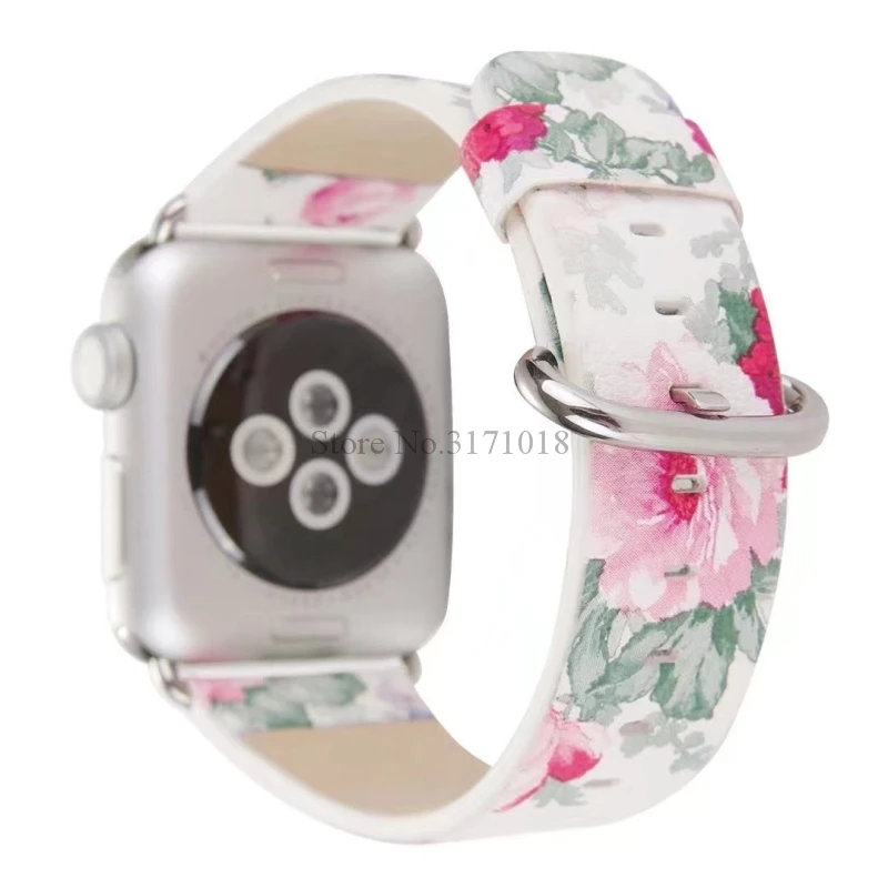 Китайский цветочный кожаный ремешок для часов Apple Watch 42 мм 38 браслет Ремешки