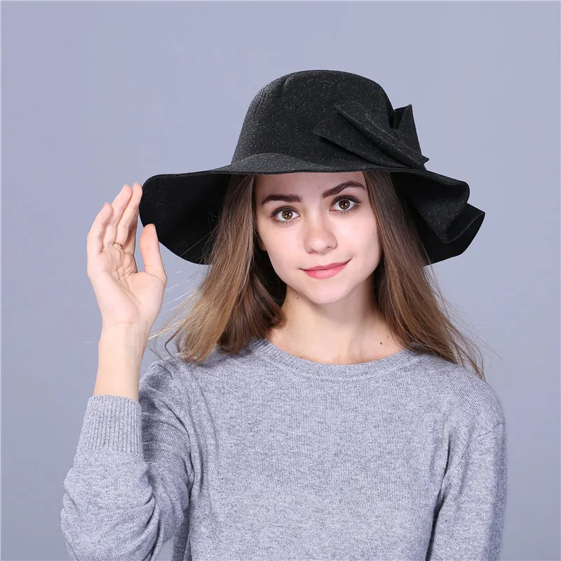 Xthree Модные Винтажные шерстяные шляпы с широкими полями для женщин котелок флоппи