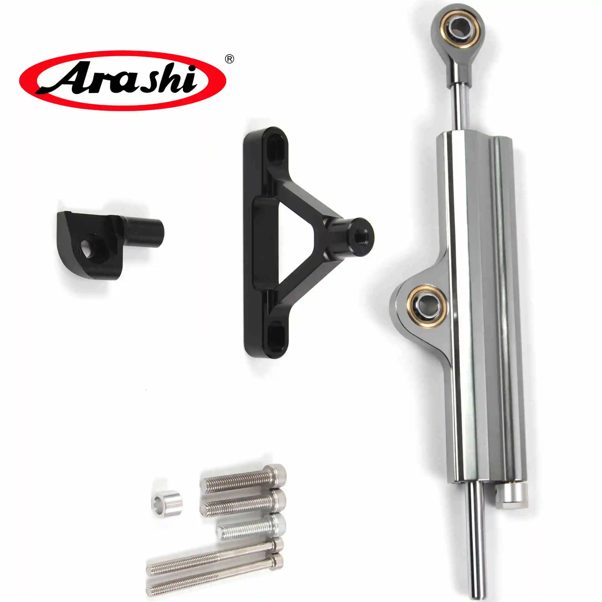 Gray Black Bracket Араши рулевой демпфер стабилизатор для KAWASAKI Ninja ZX6R 2007 2008 ZX-6R Двигателя аксессуары алюминиевые Кронштейны нержавеющей - Цвет: Gray Black Bracket