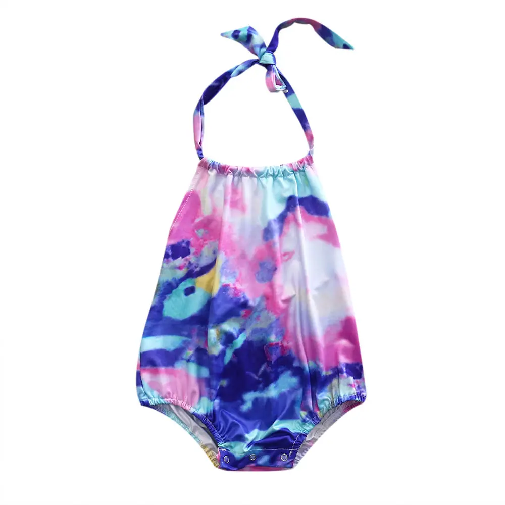 Симпатичные Новорожденных Девочка Лето Рукавов Спинки Холтер Ползунки