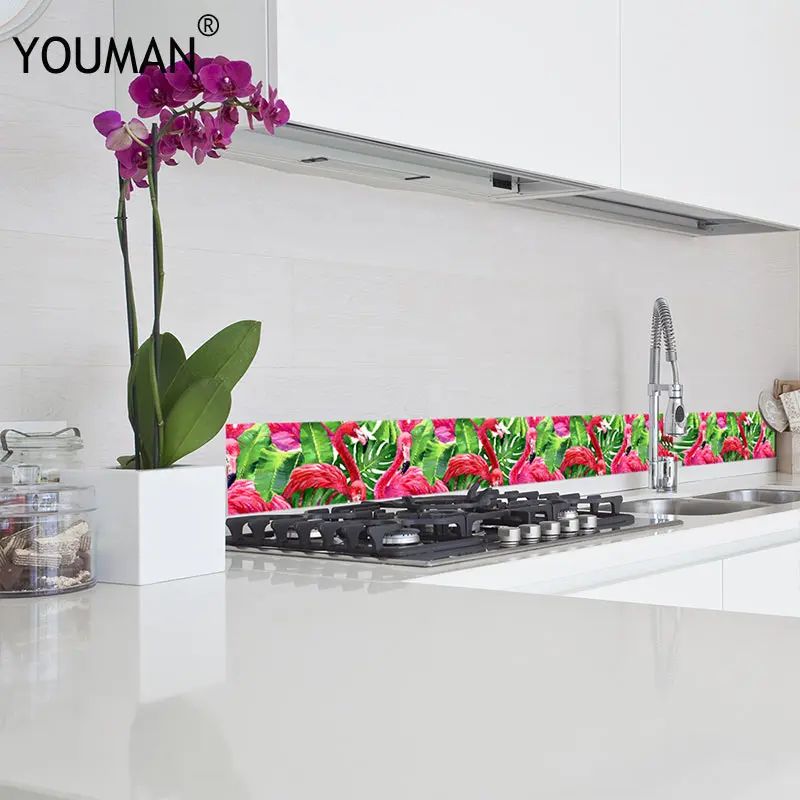 YOUMAN, фламинго, 3D наклейка, обои, границы, водонепроницаемые, самоклеющиеся, линии талии, стены, границы, наклейка для кухни, ванной комнаты, Декор