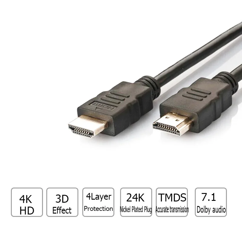 1 м 1.2 1.5 1.8 Никель покрытием 4 К * 2 Кабель HDMI 1.4 1080 P 3D мужчинами Plug for ТВ Box портативных